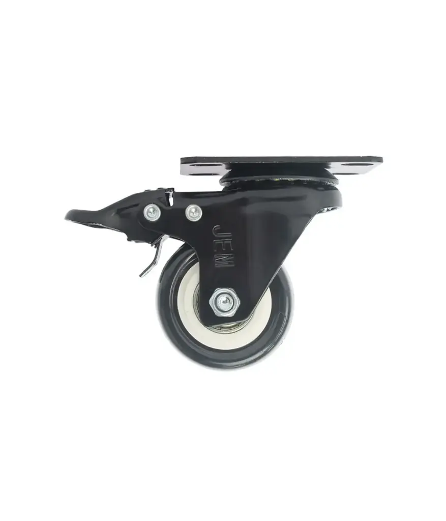Garrucha 2 1/2" PVC Negra Giratoria C/Freno JEM unidad