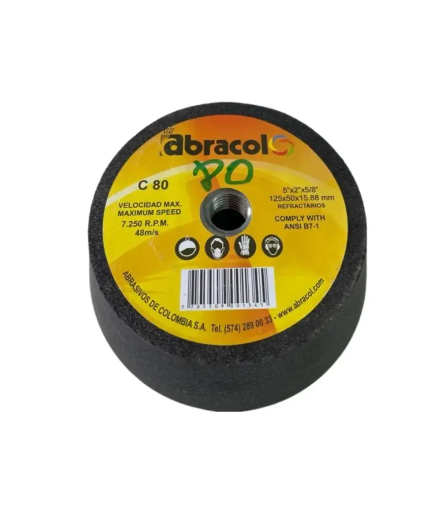 Piedra para pulir copa 5"x 2"x 5/8" C 80  ABRACOL