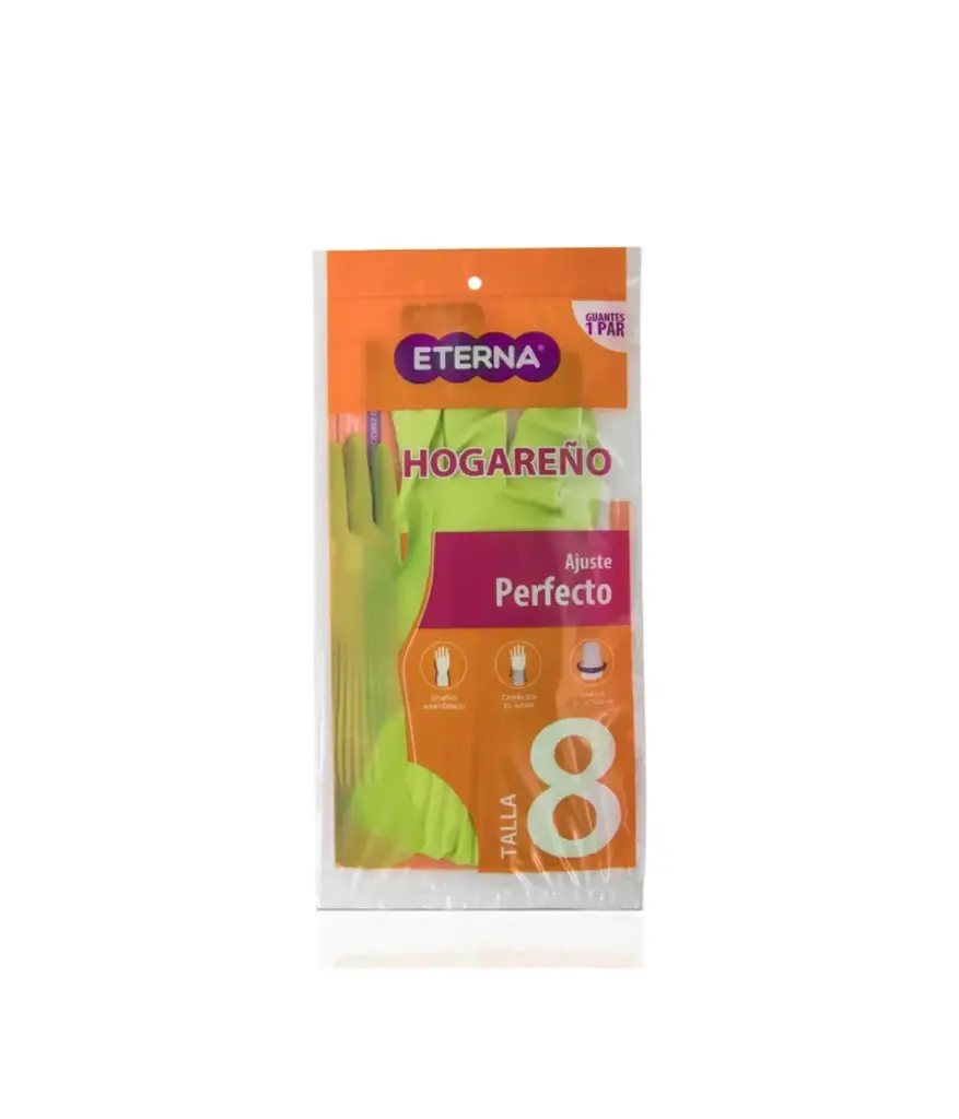 Guantes de caucho # 8 Ajuste Perfecto ETERNA Verde Hogareño
