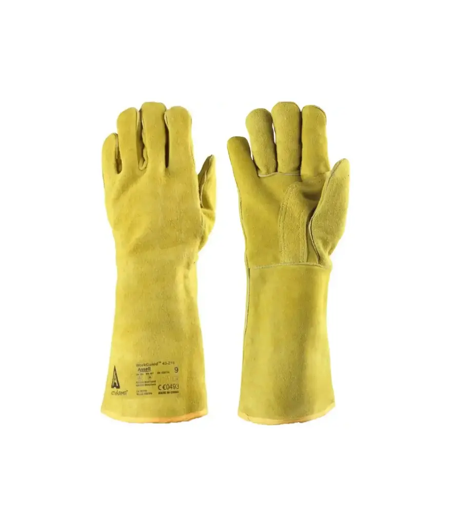 Guantes de cuero 15" para soldar Mostaza 43-216 Ansell Activarmr par