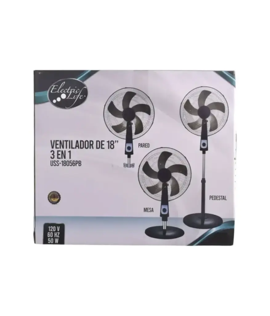 Ventilador pedestal 18" 3 veloc. USS-18056PB 50W ELECTRIC LIFE