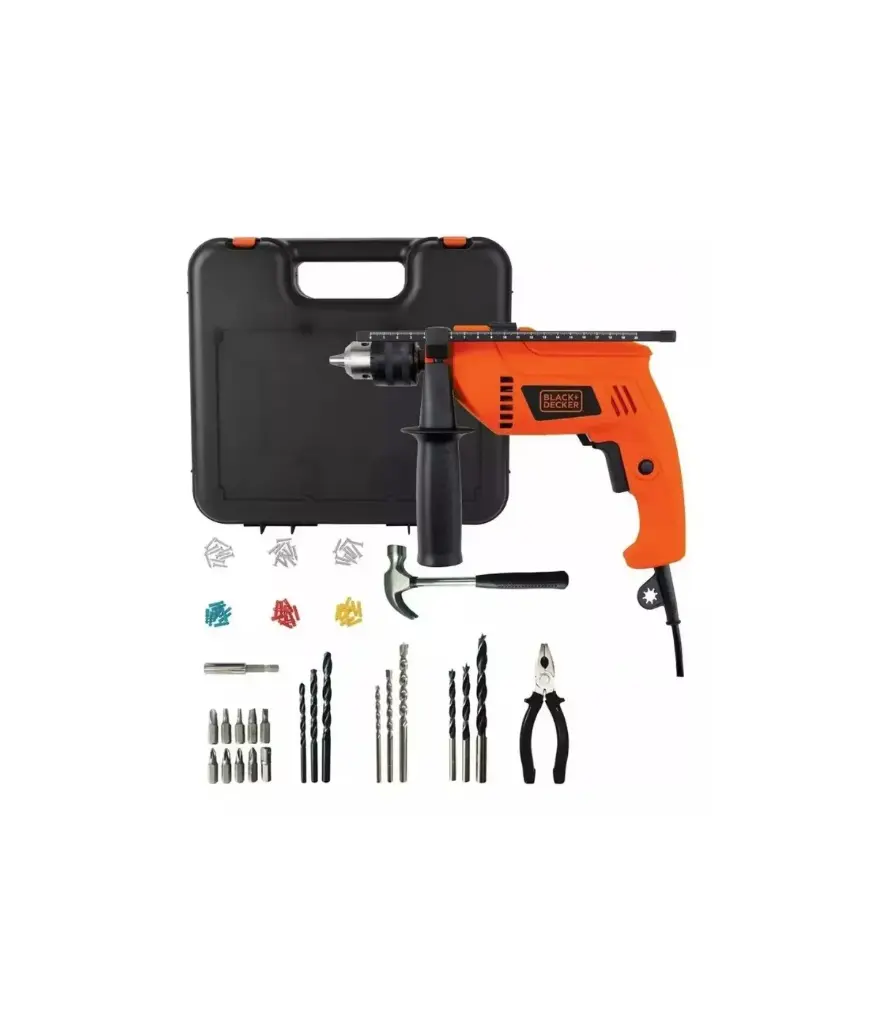 Taladro 1/2 Black & Decker Percut. 550w 3000rpm + Kit (HD555K88-B3)