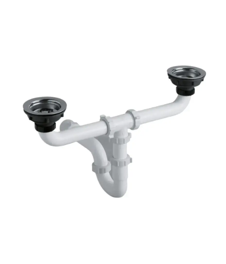 Sifon lavaplato tv doble blanco 1 1/2" Incamep c/r a/inox