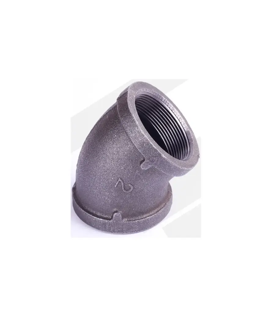 codo Hierro Negro 2*45º rosc. (150 LB)