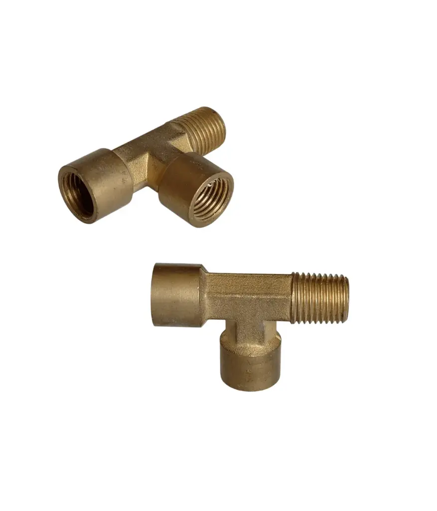 Tee bronce 1/4" cañeria x 1/4" cañeria x 1/4" NPT