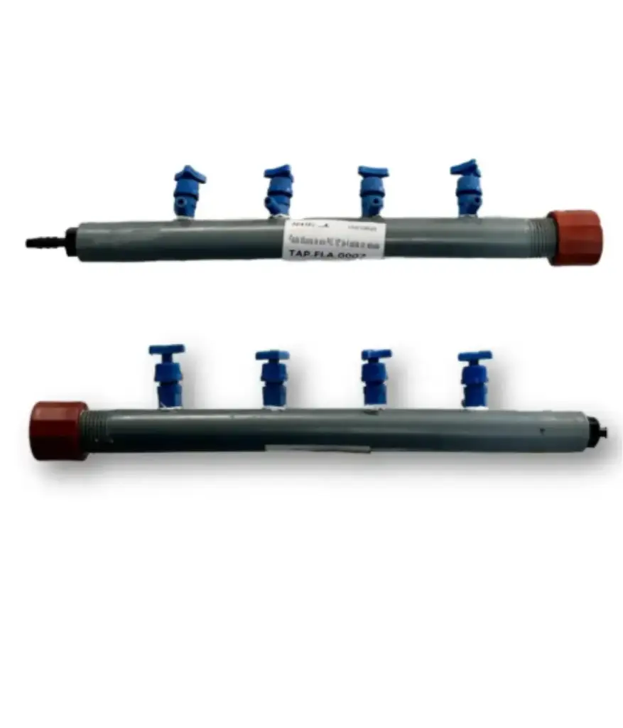 Flauta difusora de aire PVC 1/2 de 5 salidas c/valvulas BRONCE (armada)