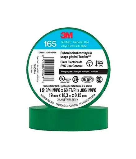 [EE.CINT.0014] Cinta aislante Verde 20 yds 3M/AMERICANLITE