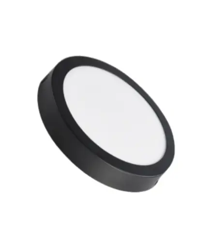 [EE.LLED.0040] Luz LED p/techo 18W 8" 110/240V Negra redonda luz BLANCA MAVIJU sobrepuesto