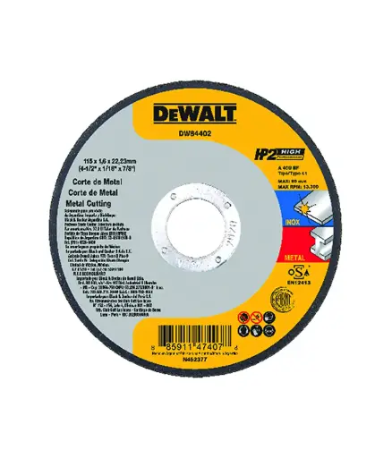 [FF.DISC.0007] Disco de corte 4 1/2 x1/16 x 7/8 HP2 metal DEWALT