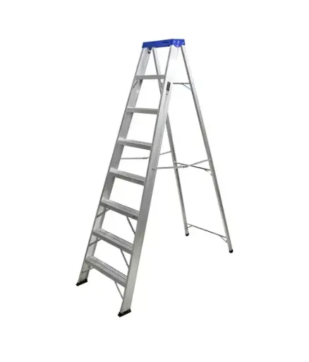 [FF.ESC.0016] Escalera de tijera de ALUMINO 8 escalones 2.43mtr KREUZ 150KG