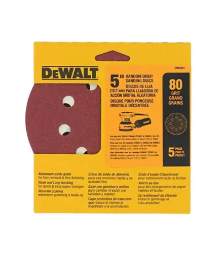 [FF.LIJ.0040] Lija disco 5" DEWALT (jgo 5 unid.) #80 p/Lijadora DW4301 (8hueco)