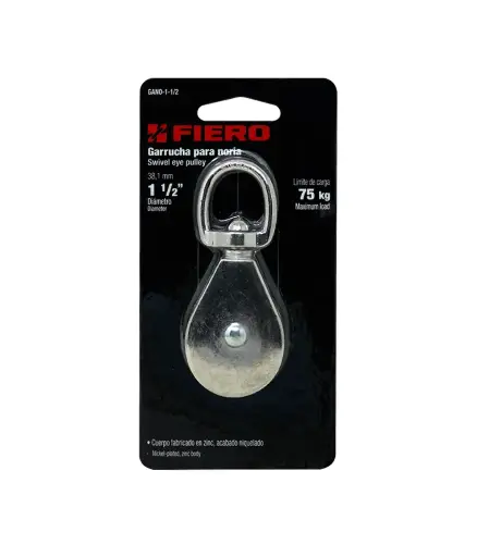[FIAI.POLE.0080] Polea c/ojo 1 rueda niquelada 1 1/2" FIERO
