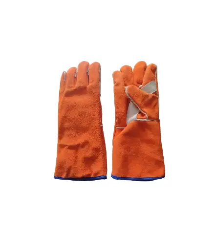 [FIS.GUAN.0038] Guantes de cuero 14" para soldar naranja/azul API