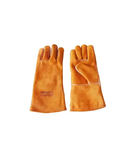 [FIS.GUAN.0040] Guantes de cuero 18" cafe/naranja API AB-40