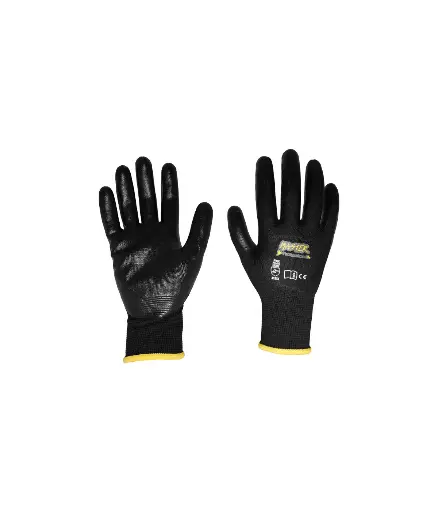 [FIS.GUAN.0053] Guantes de lana M cubierto de brea MASTER (Negro filo amarillo)