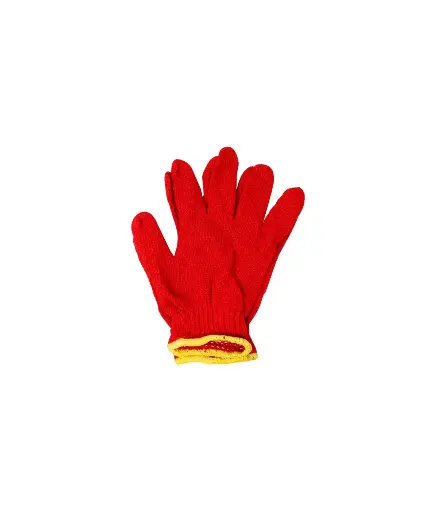 [FIS.GUAN.0065] Guantes LANA ROJO TIPO JAPONES filo amarillo TALLA M (ECONOMICO)