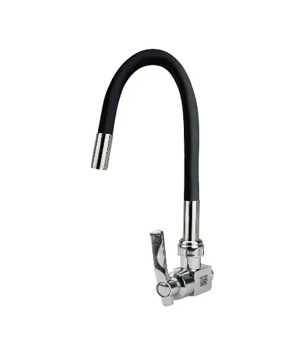 [PFG.VAL.0041] Valvula de cocina cuello flexible p/pared 1/2" Negro CARDINAL