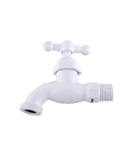 [PFG.VAL.0118] Valvula de jardin 1/2" plastico Blanco c/acople