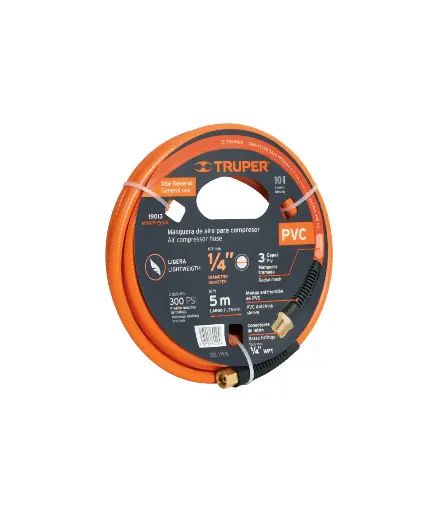 [PFM.COM.0005] Manguera p/compresor 1/4" 284PSI (5 mtr) TRUPER naranja