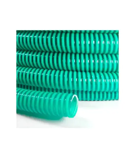 [PFM.TRAN.0036] Manguera transparente anillada 4" verde (metro) /rollo 24 metro