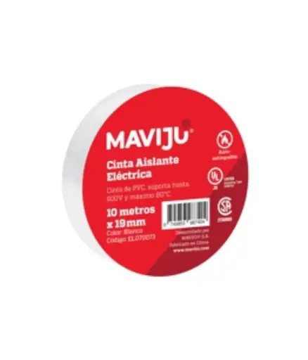 [EE.CINT.0004] Cinta aislante 10 yds blanco MAVIJU