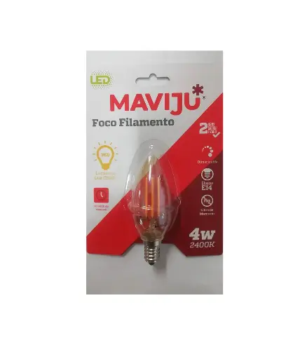 [EE.FOC.0104] Foco LED Ambar Vela 4W E14 120V MAVIJU luz calida
