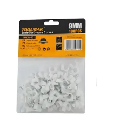 [EE.GRAP.0016] Grapas plasticas p/cable c/clavo 9mm CHS (funda 100 pzs) funda