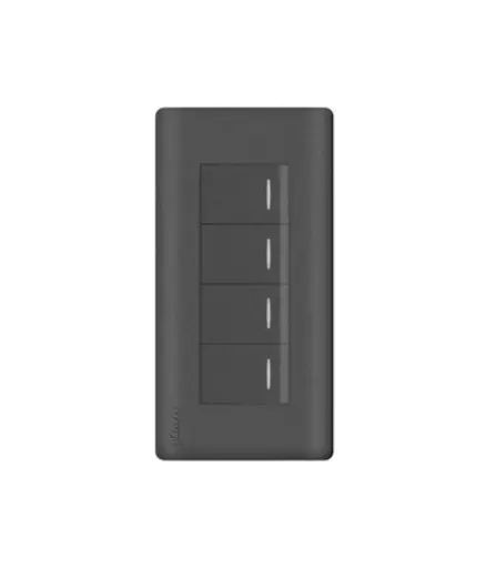 [EE.INT.0013] Interruptor cuadruple Polifuncional p/empotrar MAVIJU Negro 10A 125/250V