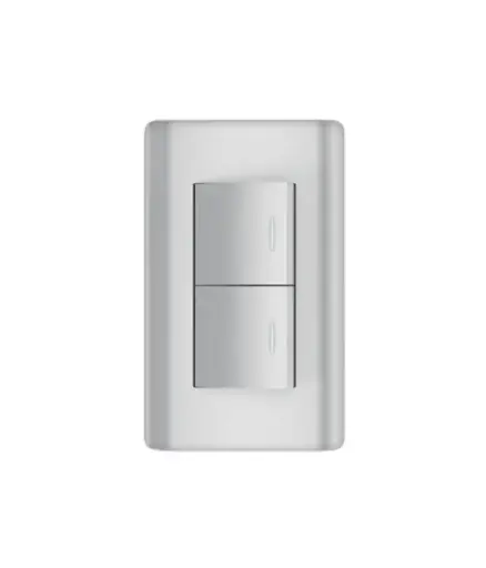 [EE.INT.0033] Interruptor doble p/empotrar MAVIJU Plateado 10A 125V
