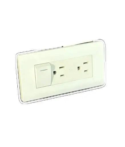 [EE.INT.0120] Interruptor toma mixto (1int+2toma) Polifuncional p/empotrar MAVIJU Blanco