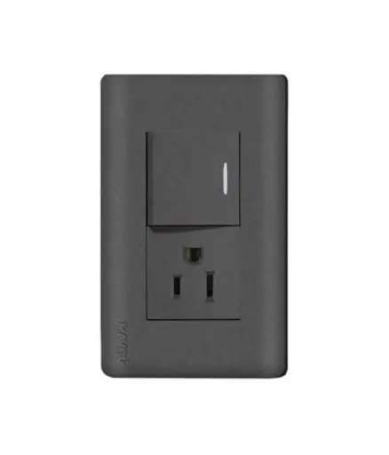 [EE.INT.0128] Interruptor toma polarizado-mixto MAVIJU Negro 15a 125/250v p/empotrar (EL080096)