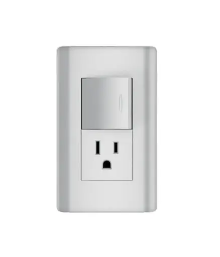 [EE.INT.0129] Interruptor toma polarizado-mixto MAVIJU Plateado 15a 125/250v p/empotrar (EL080071)