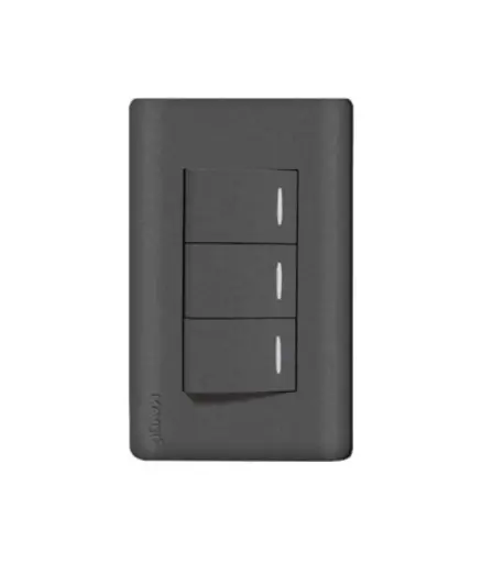 [EE.INT.0141] Interruptor triple conmutador p/empotrar MAVIJU Negro 10A 125/250V