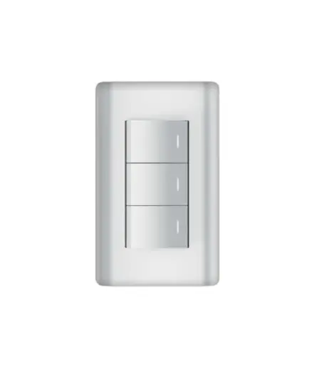 [EE.INT.0142] Interruptor triple conmutador p/empotrar MAVIJU Plateado 10A 125/250V