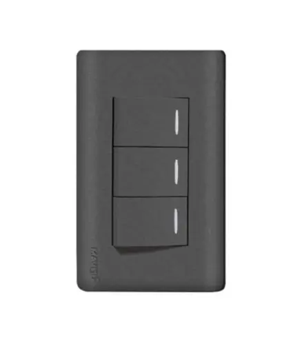 [EE.INT.0148] Interruptor triple p/empotrar MAVIJU Negro 10a 125/250v