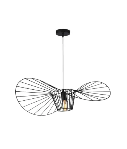 [EE.LAMP.0014] Lampara Colgante Decorat. 1L E27 110V Metal Sombrero Varilla Medium Negro MAVIJU s/foco