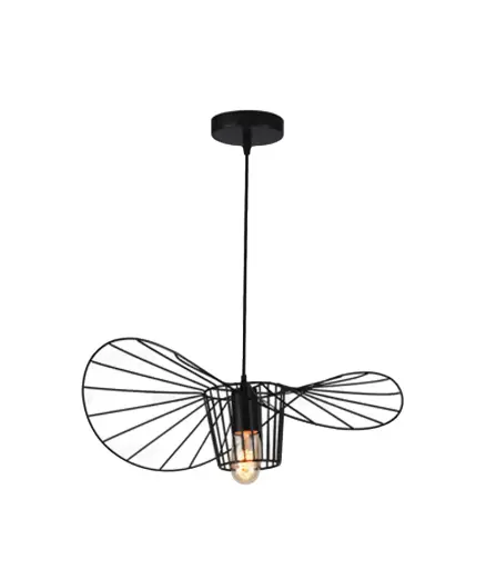 [EE.LAMP.0016] Lampara Colgante Decorat. 1L E27 110V Metal Sombrero Varilla Small Negro MAVIJU s/foco