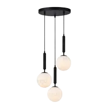 [EE.LAMP.0022] Lampara Colgante Decorat. 3L E27 120V Metal/Vidrio Esfera Pendular Negro MAVIJU s/foco