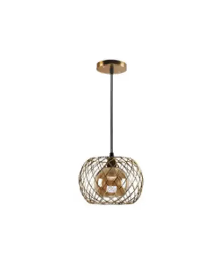 [EE.LAMP.0023] Lampara Colgante Decorat. 4L E27 110V Metal Bronce Envejecido MAVIJU s/foco