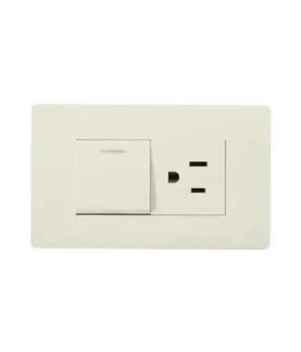 [EE.TOCO.0003] Tomacorriente + INTERRUPTOR sobrepuesto MAVIJU Marfil 15a 125/250v oval