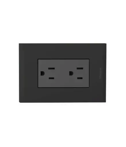 [EE.TOCO.0034] Tomacorriente doble pola/empotrar TICINO NOBILE negro (AF2228EANG)