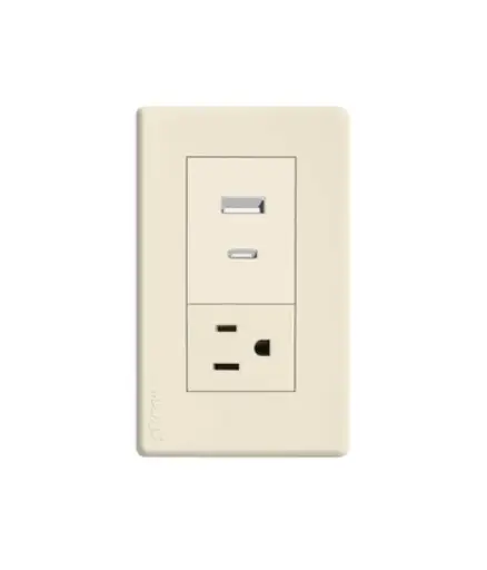 [EE.TOCO.0050] Tomacorriente polar/simple + 2 USB p/empotrar Marfil MAVIJU
