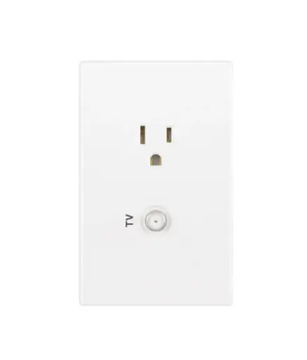 [EE.TOCO.0053] Tomacorriente polar/simple + TV coaxial p/empotrar Blanco MAVIJU