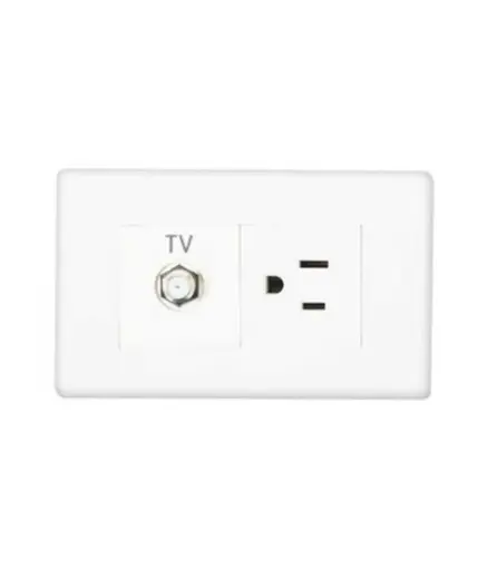 [EE.TOCO.0054] Tomacorriente polar/simple + TV coaxial p/empotrar Blanco Optimus MAVIJU