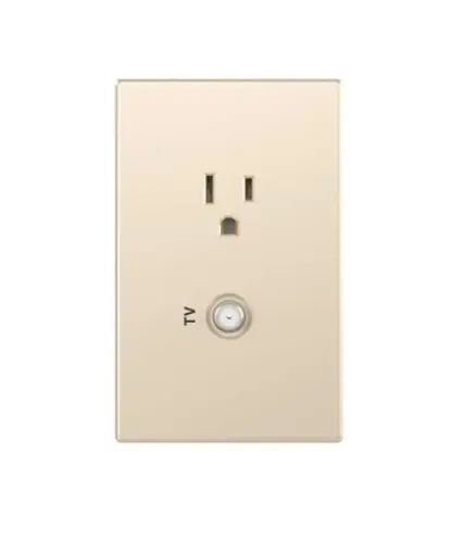 [EE.TOCO.0055] Tomacorriente polar/simple + TV coaxial p/empotrar Champagne Optimus MAVIJU
