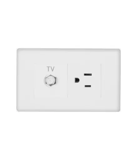 [EE.TOCO.0057] Tomacorriente polar/simple + TV coaxial p/empotrar Marfil MAVIJU