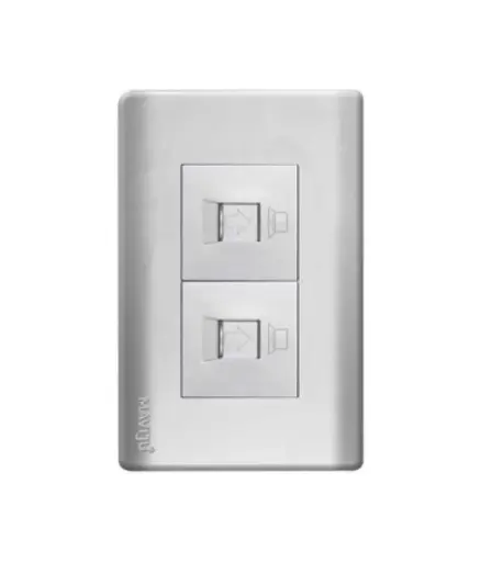 [EE.TODA,0011] Toma p/Datos RJ45 (2serv) p/empotrar Plateado MAVIJU CAT6