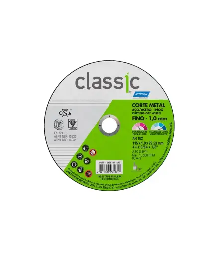 [FF.DISC.0016] Disco de corte 4 1/2*3/64*7/8 metal NORTON CLASSIC