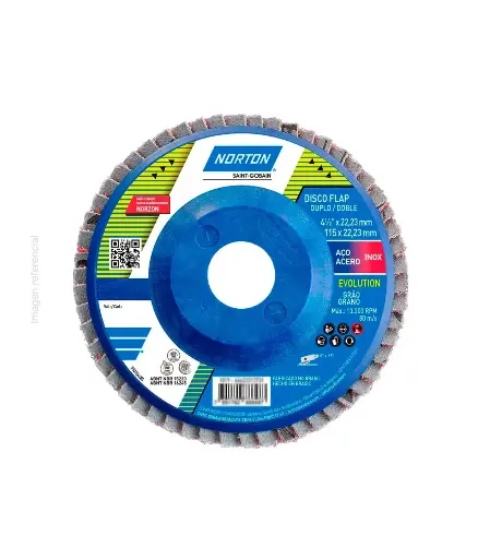 [FF.DISC.0088] Disco lija FLAP 4 1/2 x 7/8" #120 NORTON/EVOLUTI