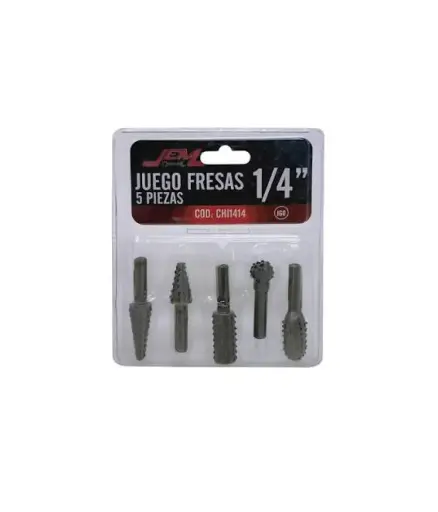 [FF.FRE.0010] Fresa jgo p/tupy 5pzs eje 1/4 JEM METALICAS